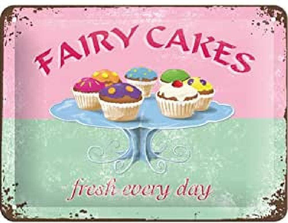 Metallschild Blechschild 30 x 40 cm - FAIRY CAKES - fresh every day