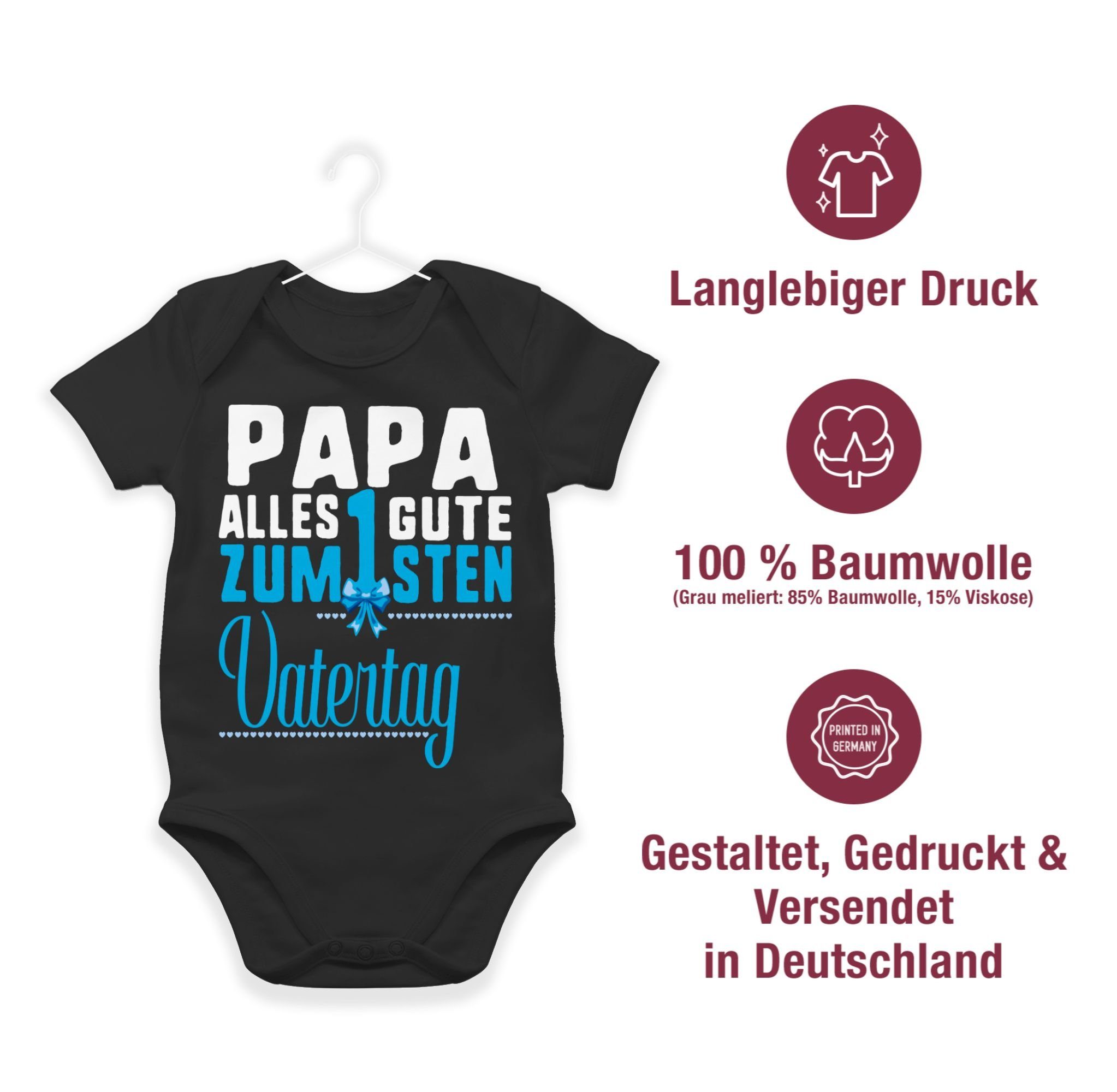 Shirtracer Shirtbody Baby Vatertag alles Geschenk zum Schwarz blau Guten 1sten Vatertag 2 Papa