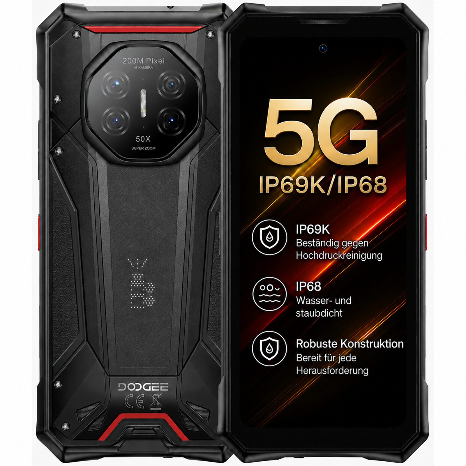 DOOGEE 5G Outdoor Handy S300PRO Robustes Baustellenhandy Dual SIM 16/512GB Smartphone (6,78 Zoll, 512 GB Speicherplatz)
