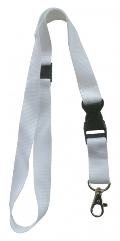 Kranholdt Schlüsselanhänger Umhängeband / Lanyards mit Sicherheitsbruchstelle (10-tlg), mit drehbarem Karabinerhaken und Steckschnalle Weiß
