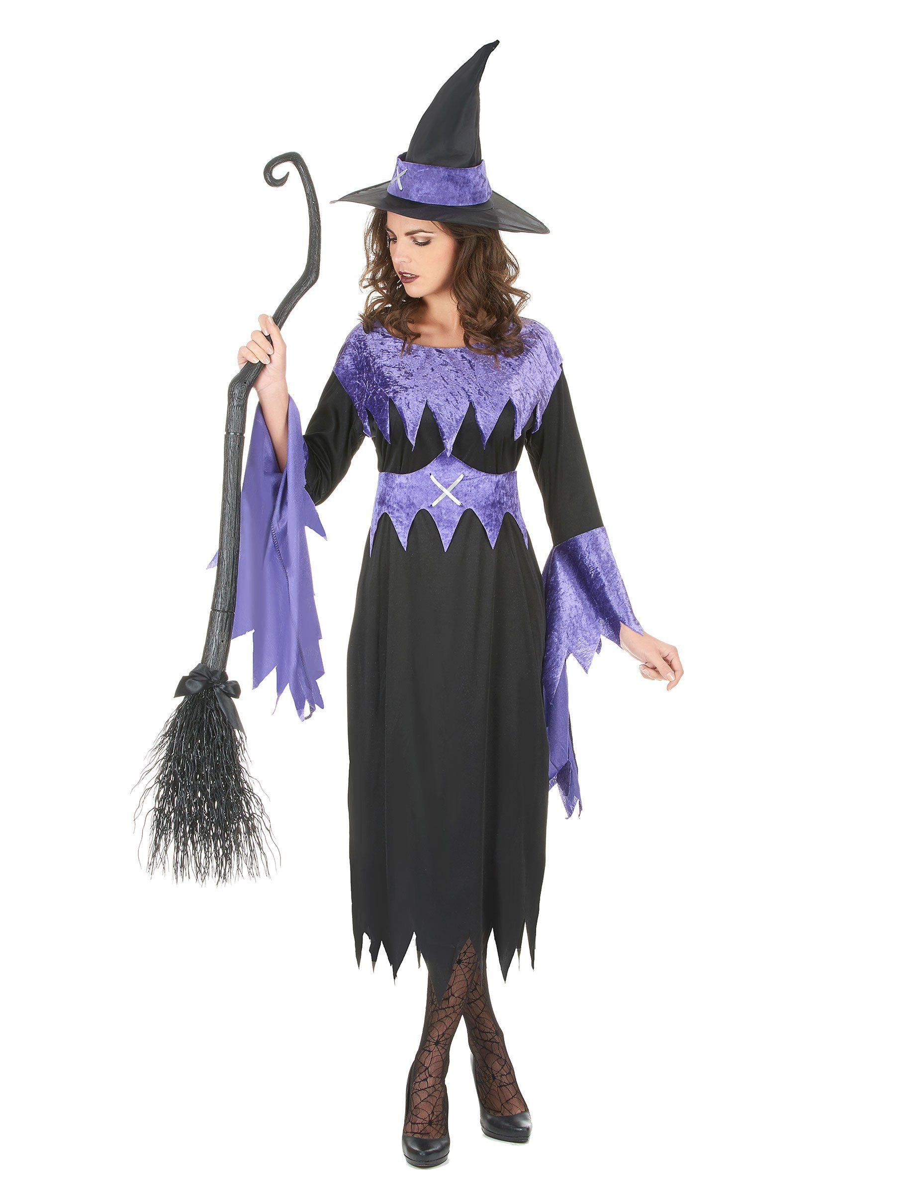 JADEO Kostüm Zauberhafte Hexe Damenkostüm Märchen schwarz-lila