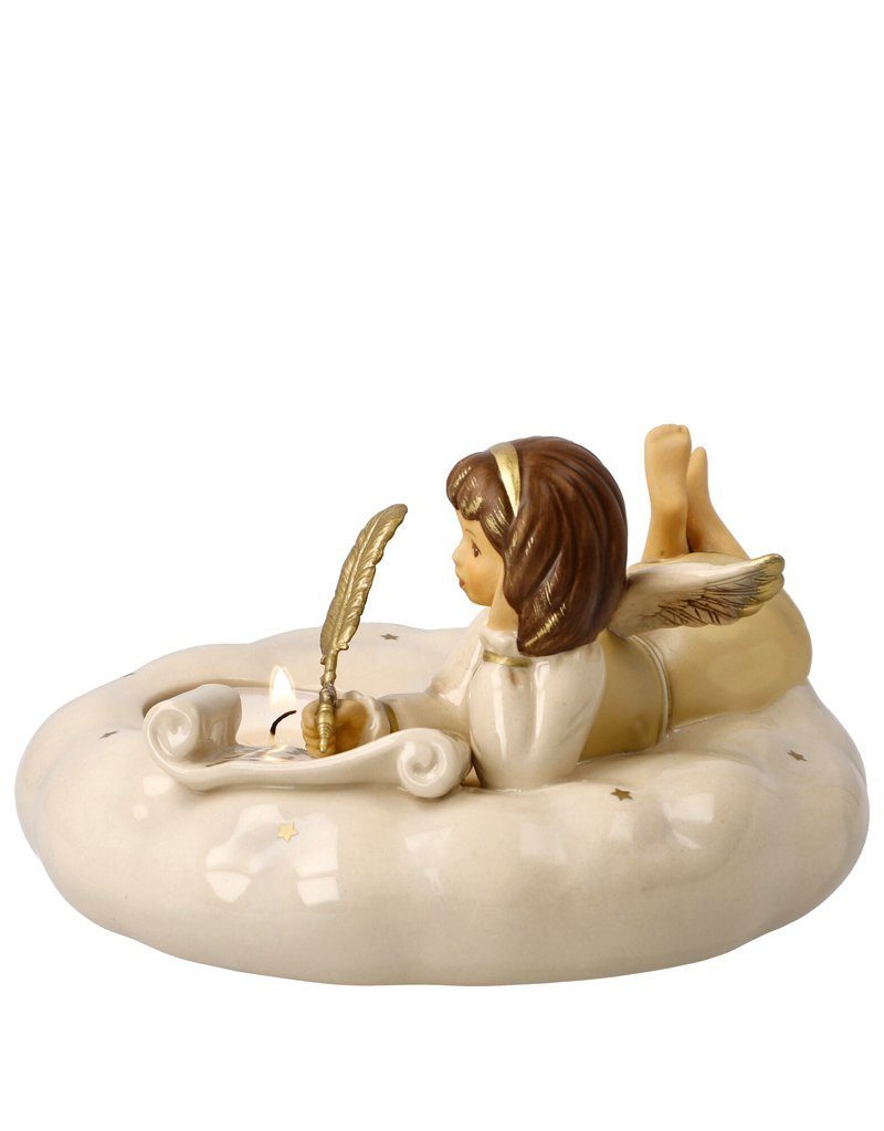 Goebel Teelichthalter Engel mit für "Brief Christkind", das Kerzenlicht an champagner, Teelichter
