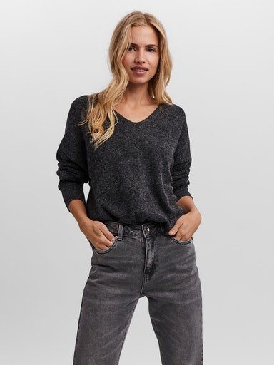 Vero Moda V-Ausschnitt-Pullover VMDOFFY LS V-NECK BLOUSE GA NOOS