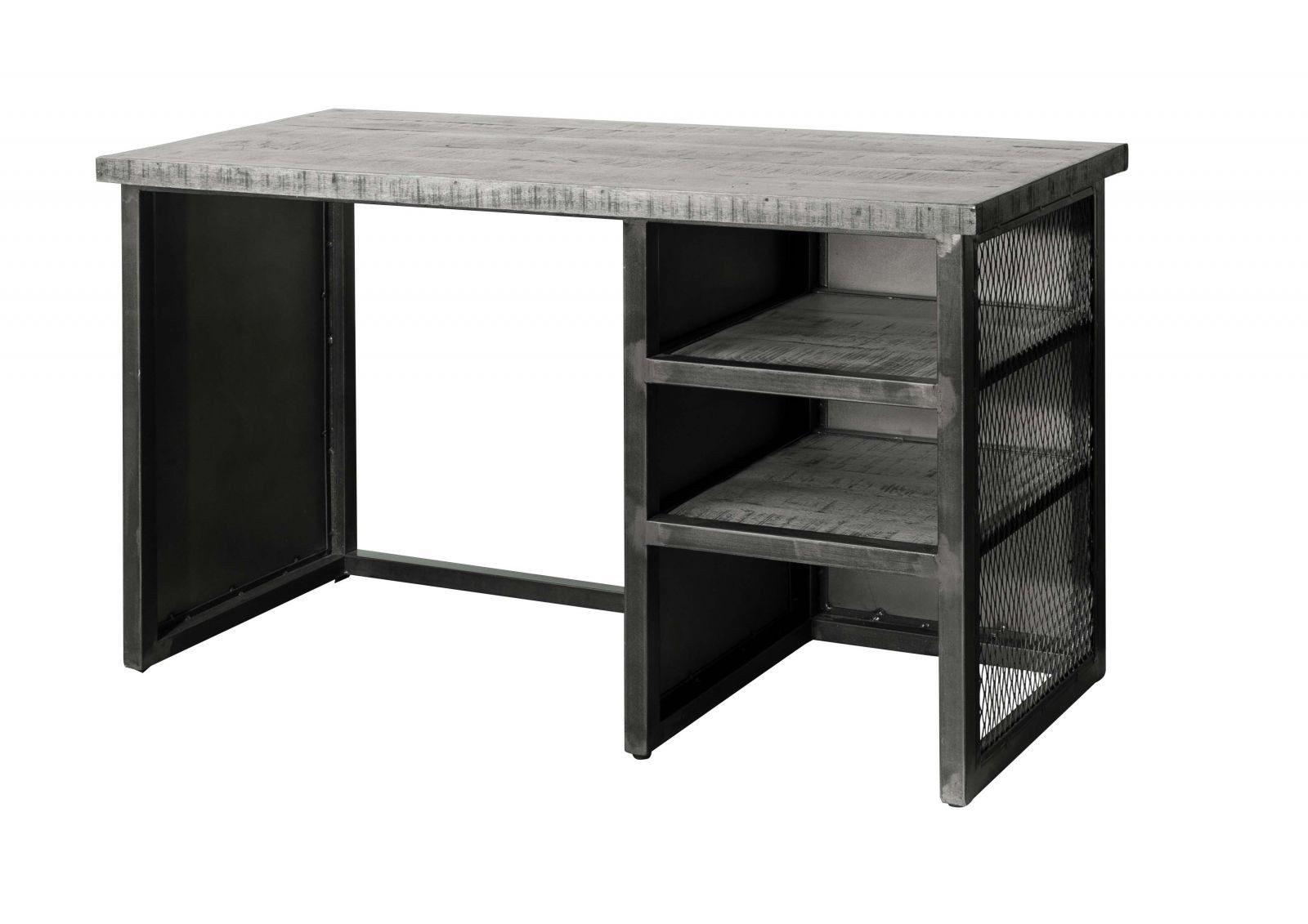 Massivmoebel24 Schreibtisch HEAVY INDUSTRY (Massivholz, Massivholztisch), Schreibtisch Mango 122x52x76 grau lackiert HEAVY INDUSTRY #157