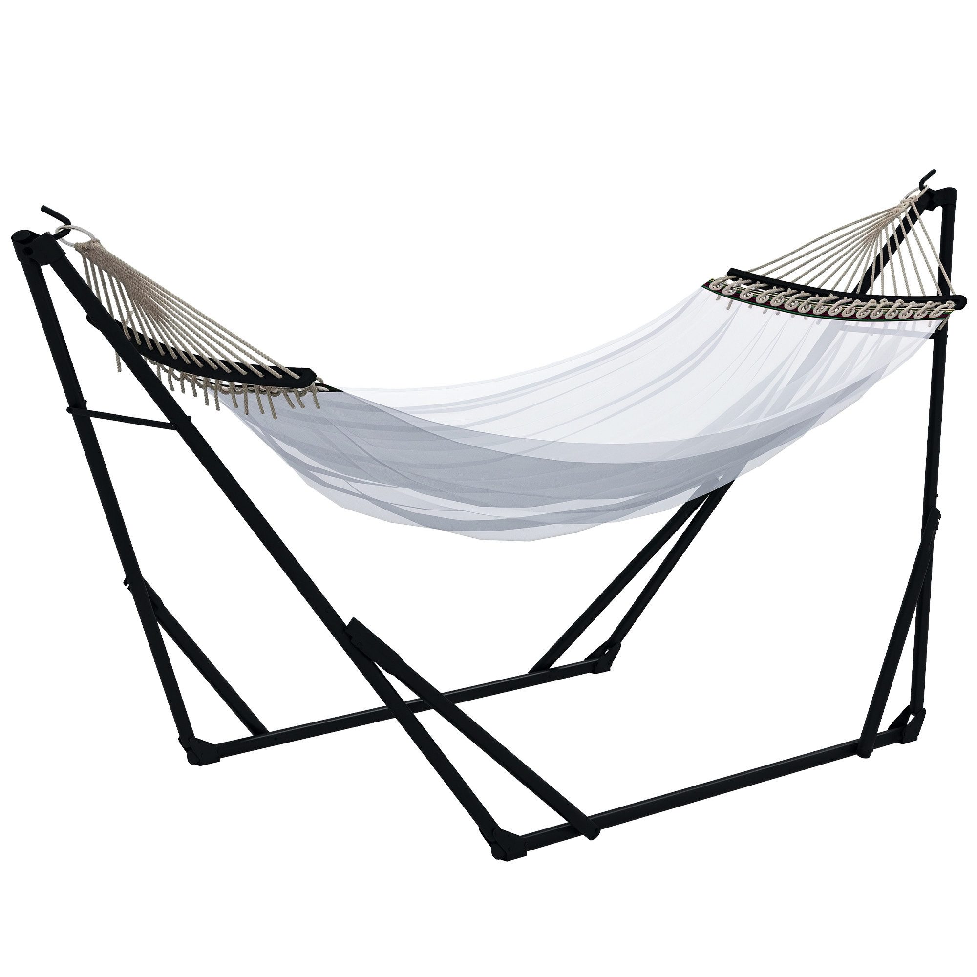 Outsunny Hängemattengestell Hängestuhlgestell Hängemattenständer mit Hängematte Tragetasche, bis 120 kg Belastbar, Stahl, 290 x 120 x 115 cm, Schwarz