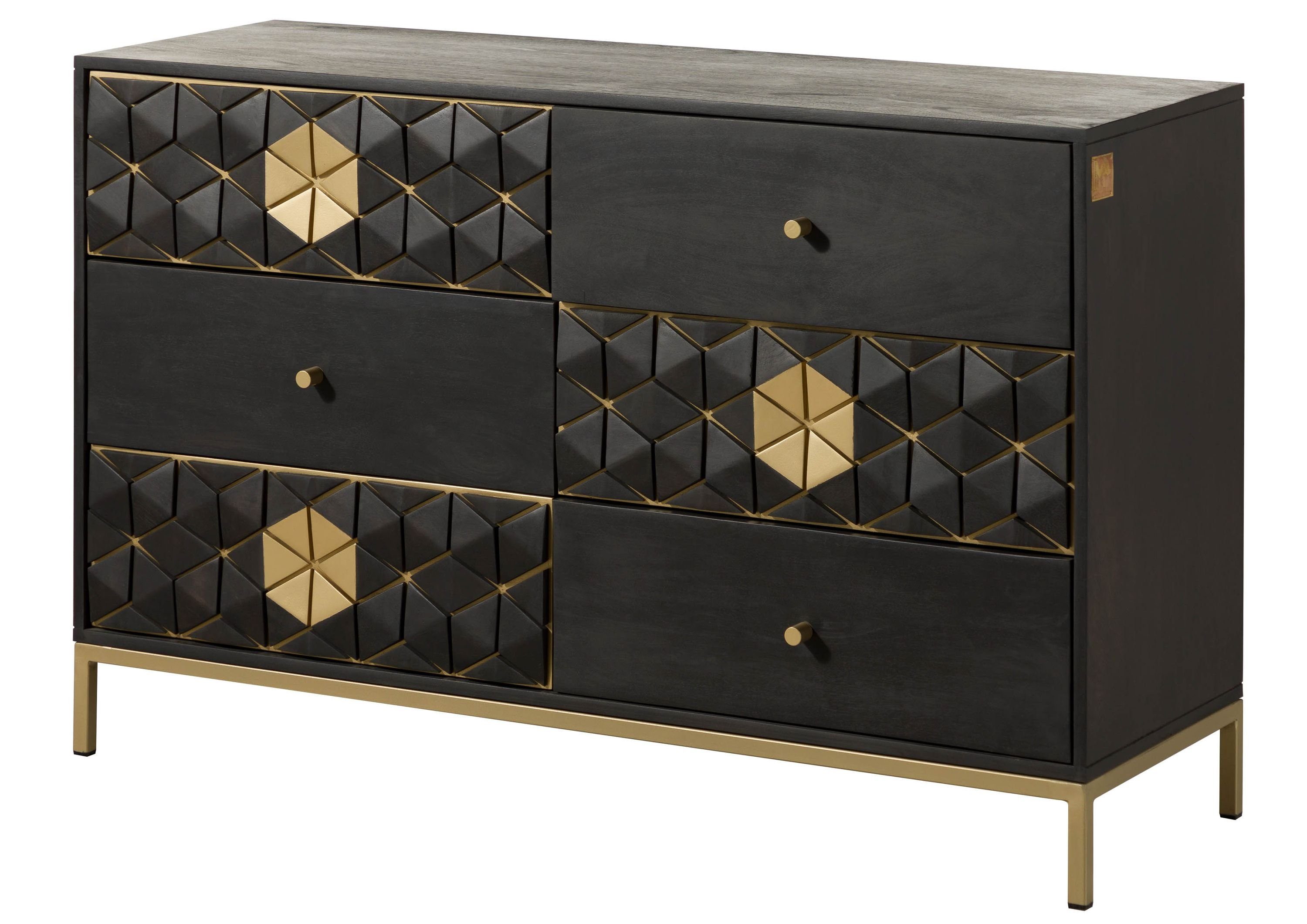 Massivmoebel24 Sideboard (Massivholz), Mango 122x40x77 grau geölt DIAMOND #109