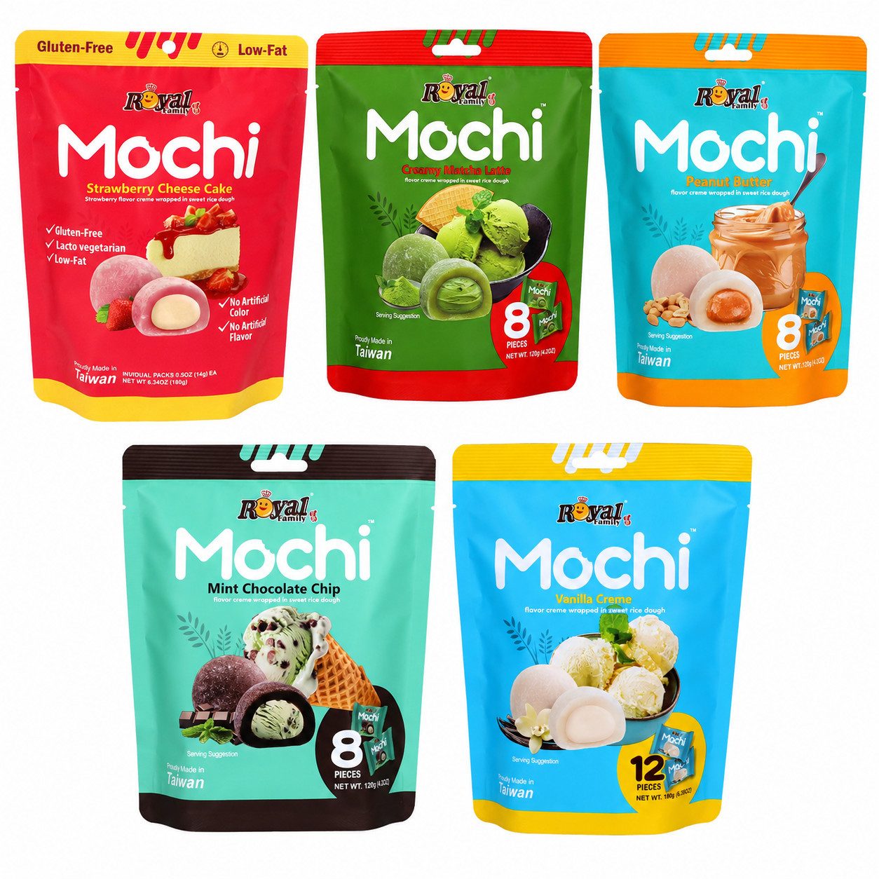 Royal Family Kuchen, Royal Family Mochi Snackprobierpack Mix Klebekuchen 120g 5er Pack