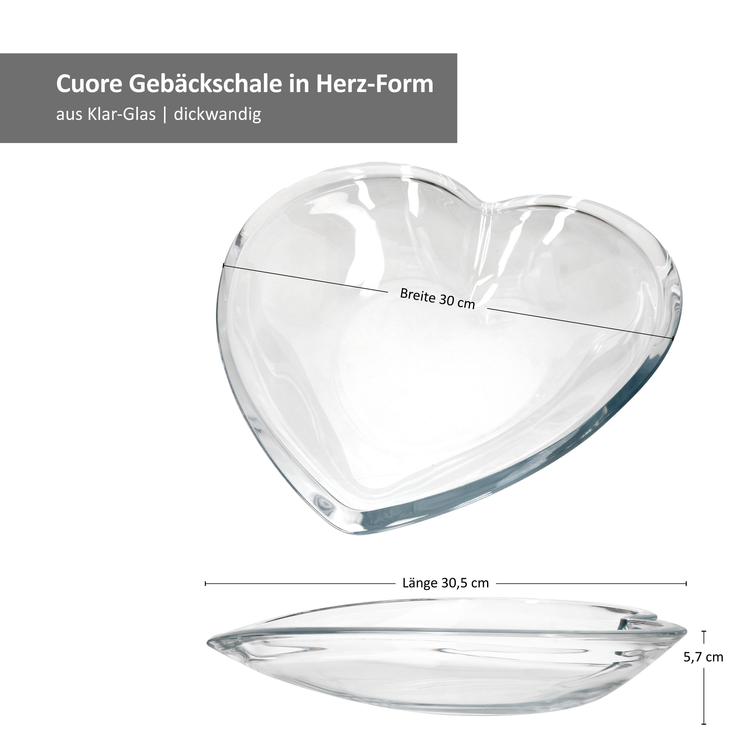 Ritzenhoff & Breker Servierschale Cuore - Glas Herzschale 812602, Ritzenhoff Steingut - cm 30x30,5 aus