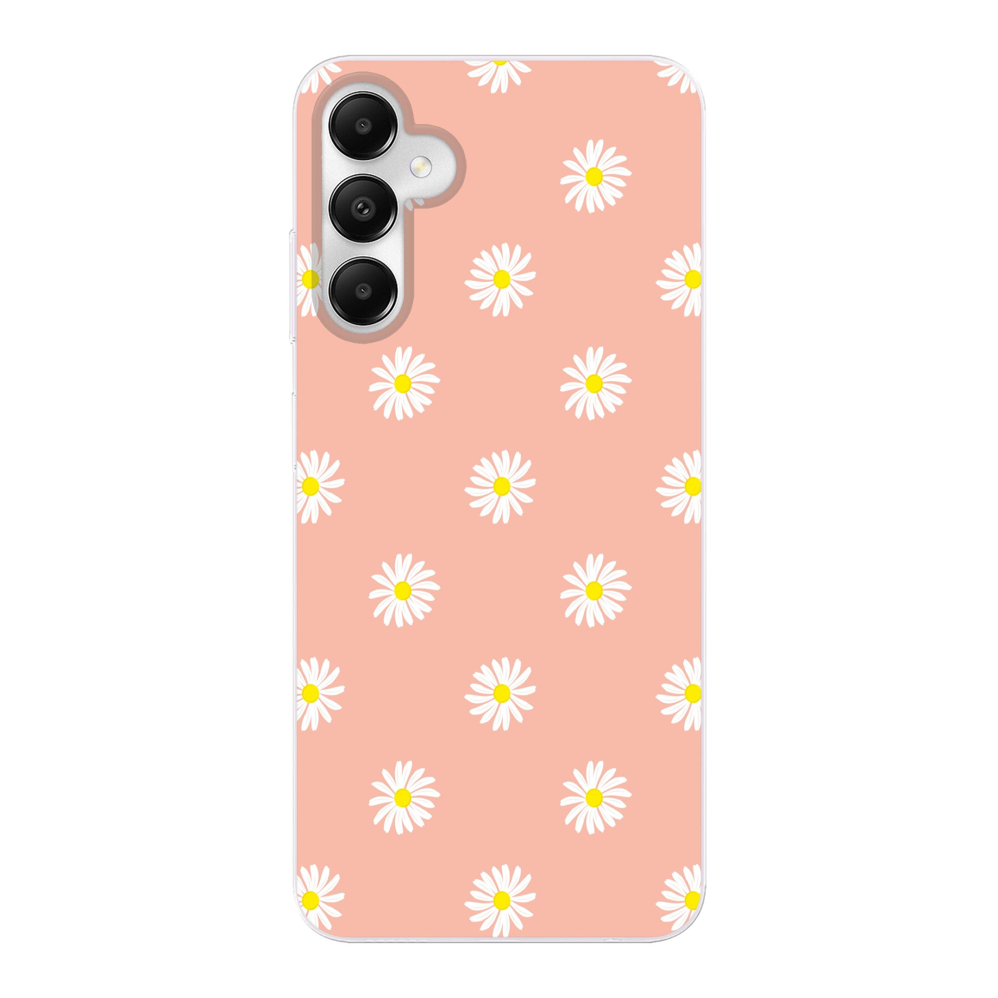 MuchoWow Handyhülle für Samsung Galaxy A05s Gänseblümchen - Pastell - Weiß - Rosa - Blumen, Smartphone-Bumper, Print, Handy Schutzhülle Dünn