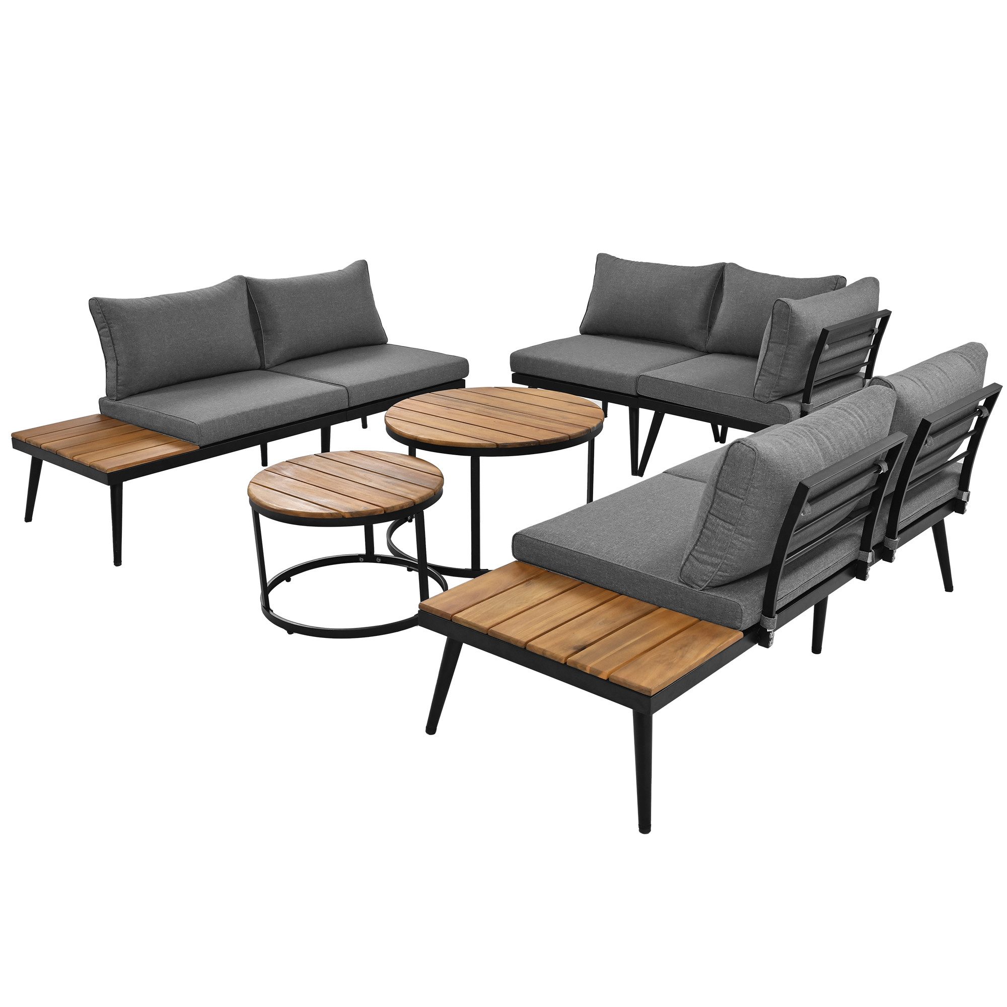 IDEASY Gartenlounge-Set für 5-6 Personen, verzinkter Eisenrahmen, Outdoor-Möbelgruppe, (6-tlg inkl. 2x2er-Sofa, 2xSessel, 2xBeistelltisch), für Terrasse/Balkon, Indoor-Outdoor geeignet