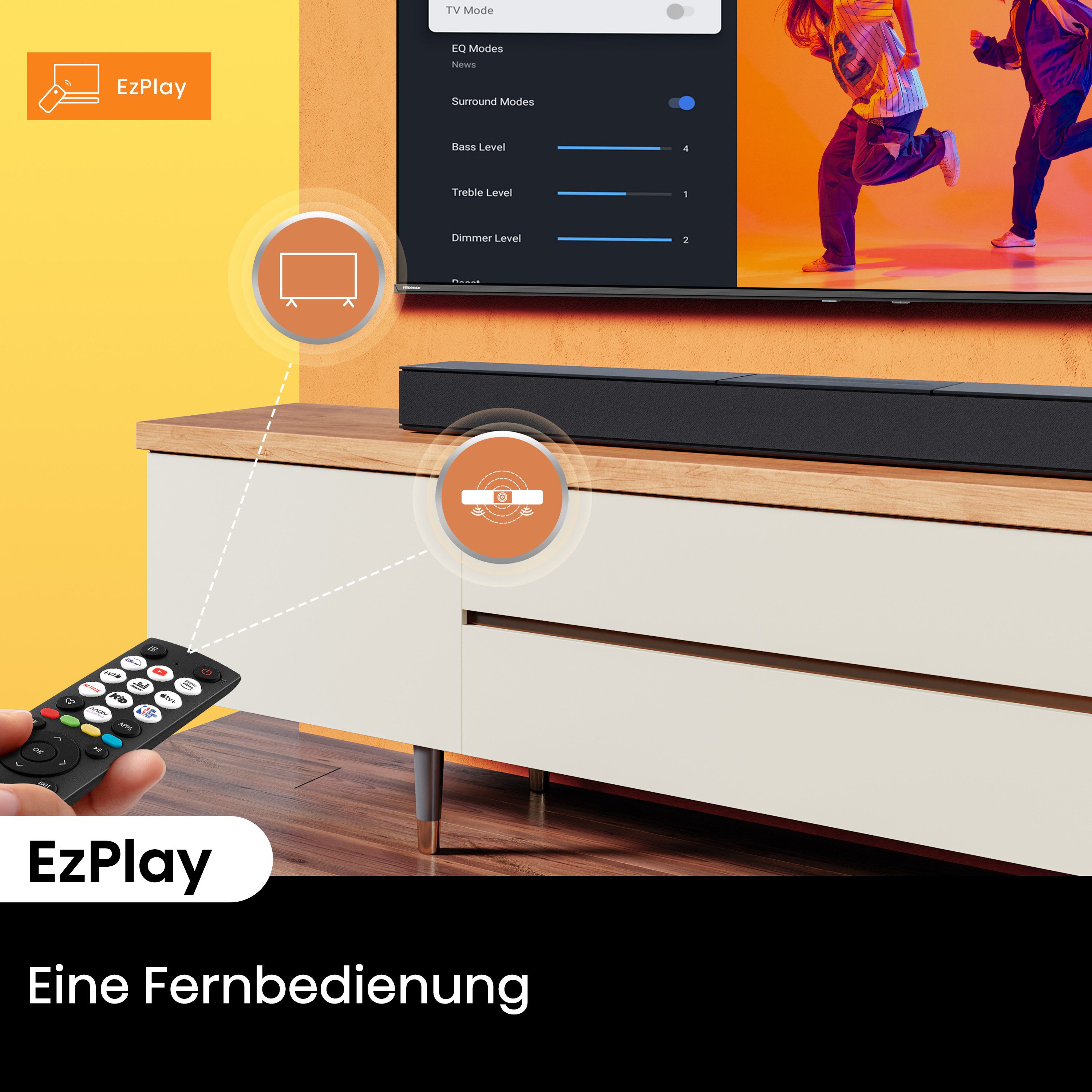 Hisense HS2000 2.1 Kanal Soundbar mit integriertem Subwoofer 2.1 Soundsystem 2.1 (240 W) – Bild 4 von 5