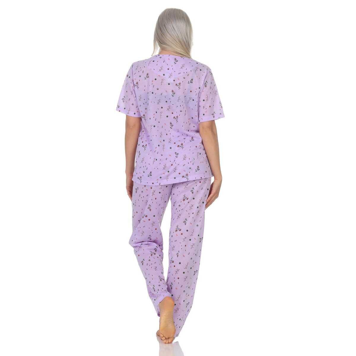 EloModa Pyjama Damen Pyjama zweiteiliger Schlafanzug Pyjama-Set, M L XL 2XL (2 tlg) – Bild 4 von 4