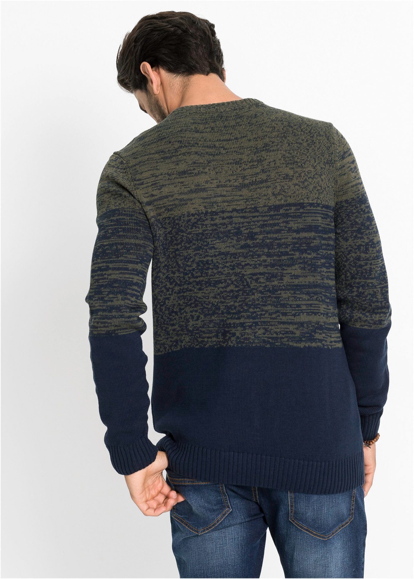 bonprix Strickpullover bequeme Form mit Rundhalsausschnitt, Regular fit, Colourblocking