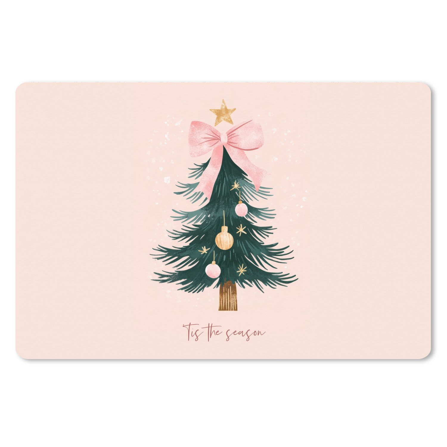 MuchoWow Mauspad Weihnachtszeit - Weihnachtsbaum - Rosa (1-St), Mousepad XXL für Tastatur und Maus, Gaming Setup, Desk Mat, 120x80 cm