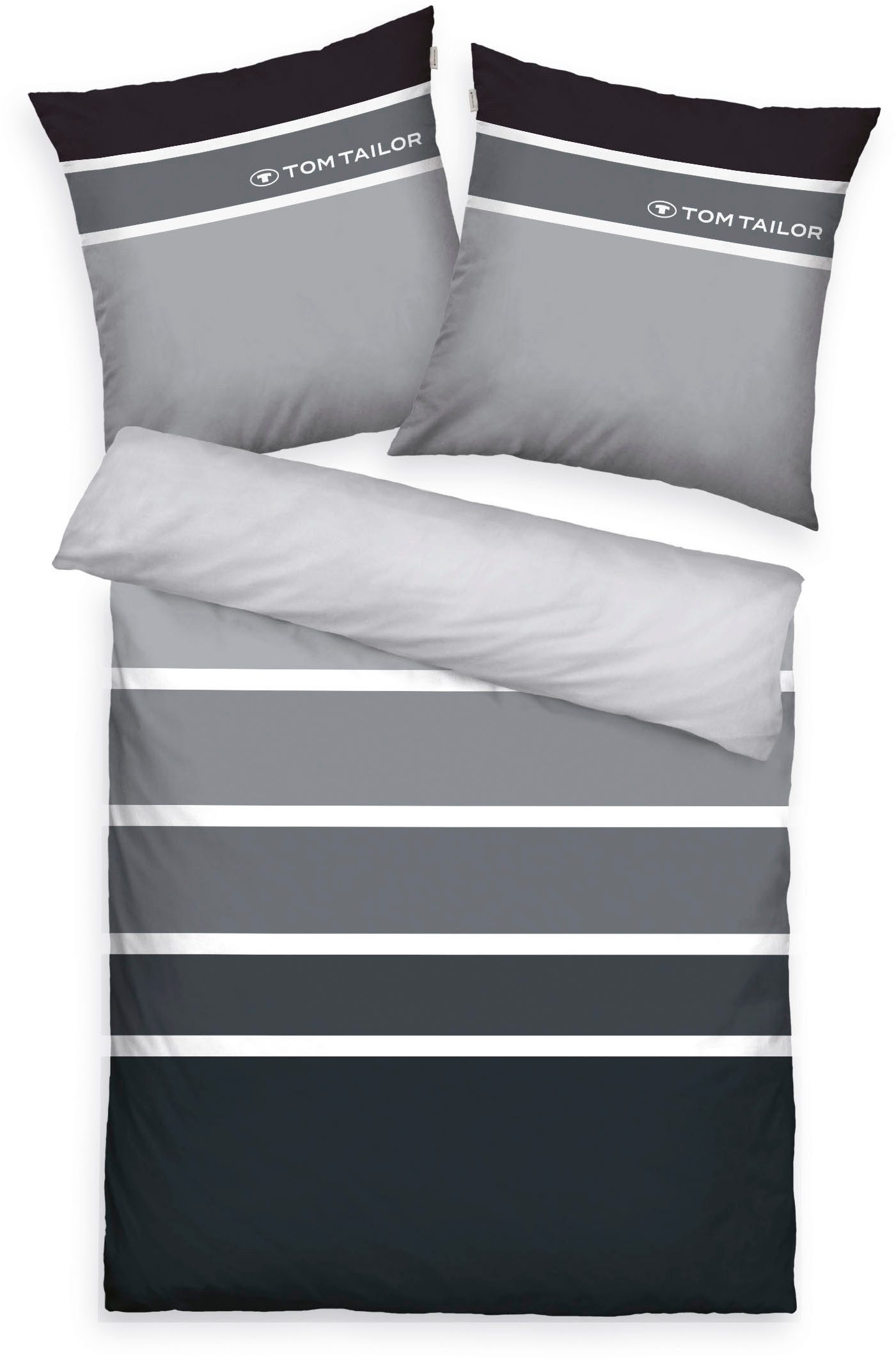 TOM TAILOR HOME Bettwäsche Felix in Gr. 135x200 oder 155x220 cm, Renforcé, 3 teilig, mit GRATIS-Zugabe: Gästehandtuch (100% Baumwolle), mit Reißverschluss