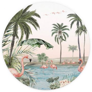 K&L Wall Art Fototapete Fototapete Baby Kinderzimmer Flamingo Tropische Vogel Vliestapete rund, große Kinder Motivtapete