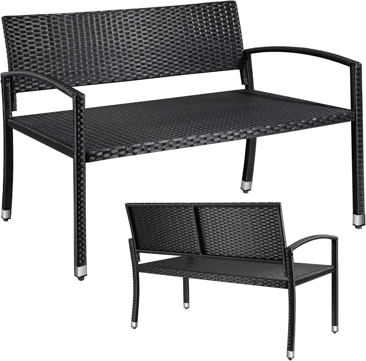 TLGREEN Gartenbank Polyrattan Sitzbank Wetterfest, 2 Sitzer Parkbank (Ratta günstig online kaufen