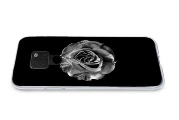 MuchoWow Handyhülle Blumen - Rose - Schwarz - Weiß - Botanisch, Handyhülle Huawei P40 Lite, Handy Case, Silikon, Bumper Case