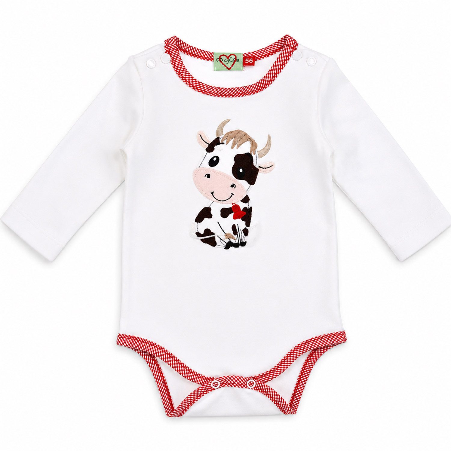 BONDI Langarmshirt Baby Langarm Body 'Kuh' 93773, Offwhite Weiß