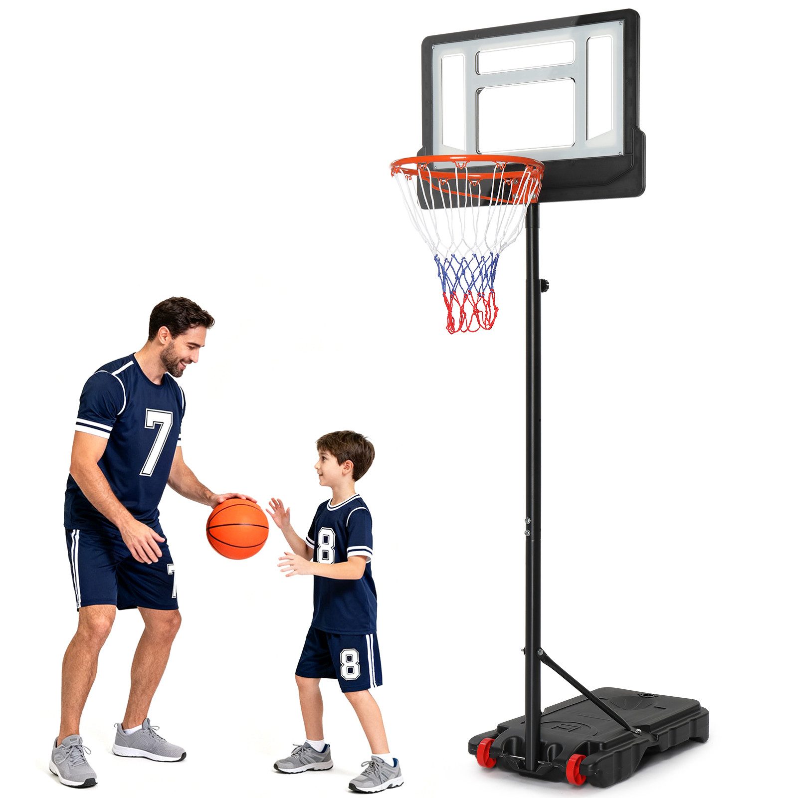 LALAHO Basketballkorb Basketballständer 165-210cm höhenverstellbar, mit Rädern & Ständer, Tragbare Basketballanlage,für Innen- und Außenbereich
