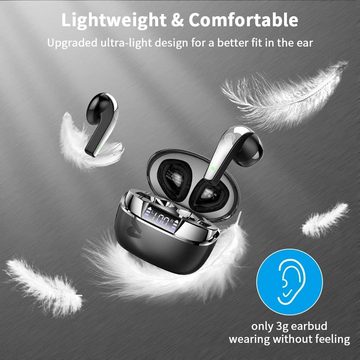 Ordtop Bluetooth 5.3 Neue wireless In-Ear-Kopfhörer (Einfache Bedienung, Sporttauglich, Bluetooth, ENC Noise Cancelling mit USB-C, 40H Tiefer Bass, Wasserdicht Ohrhörer)