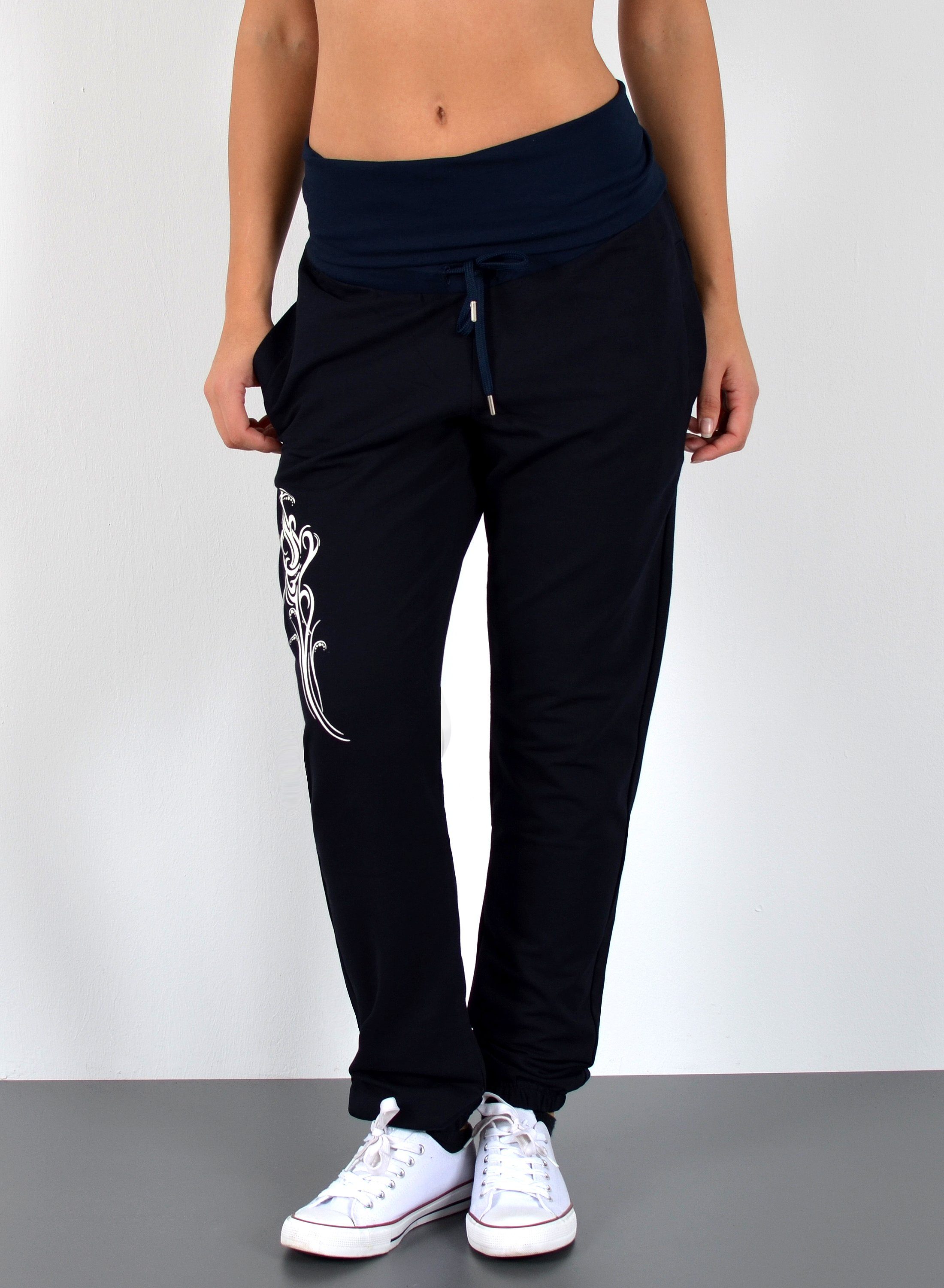 Jogginghose Damen Sporthose mit elastischem Gummibund J480-Jogging