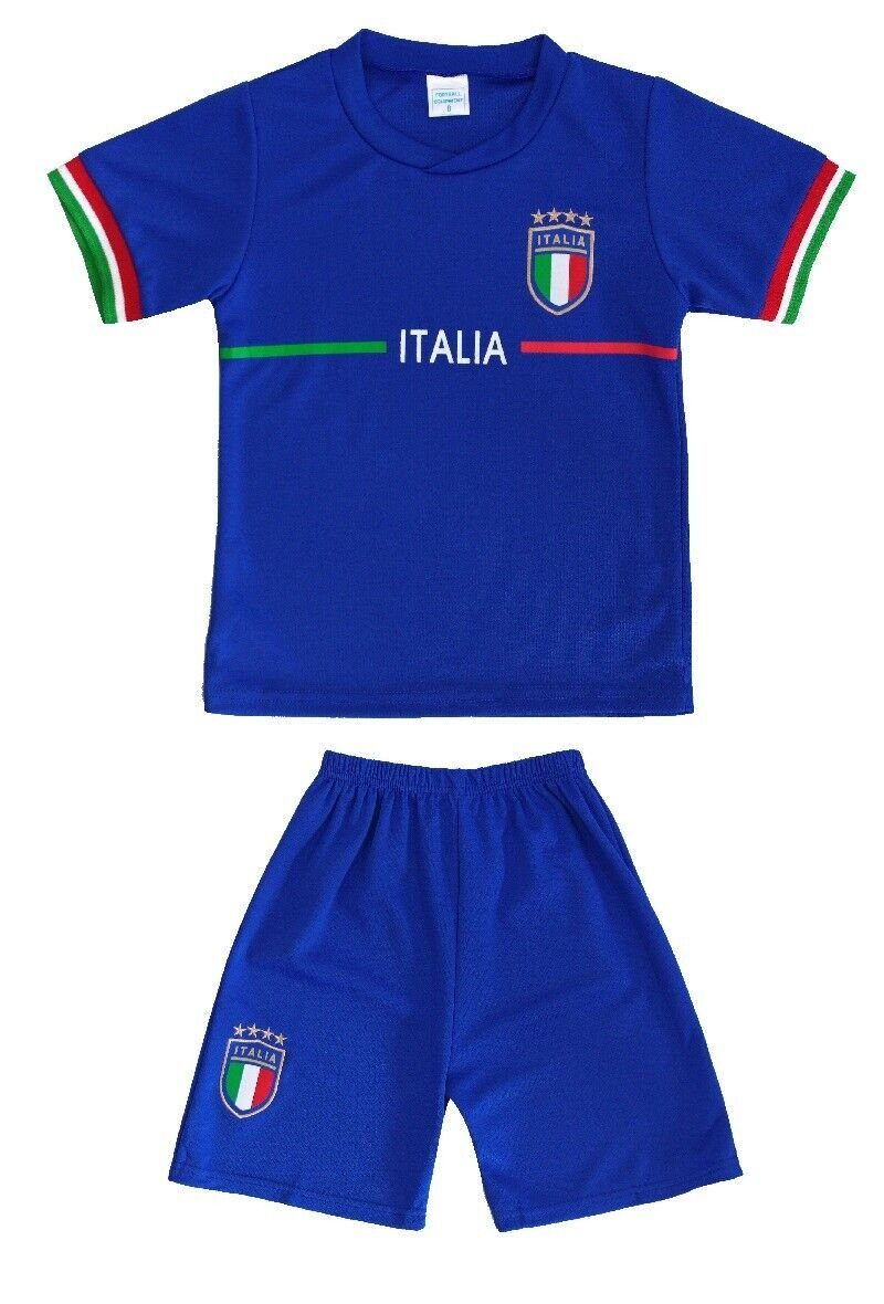 JS178 Fussball Fan Fußballtrikot Set Italia, Blau Fashion Italien, Shorts Boy + Trikot