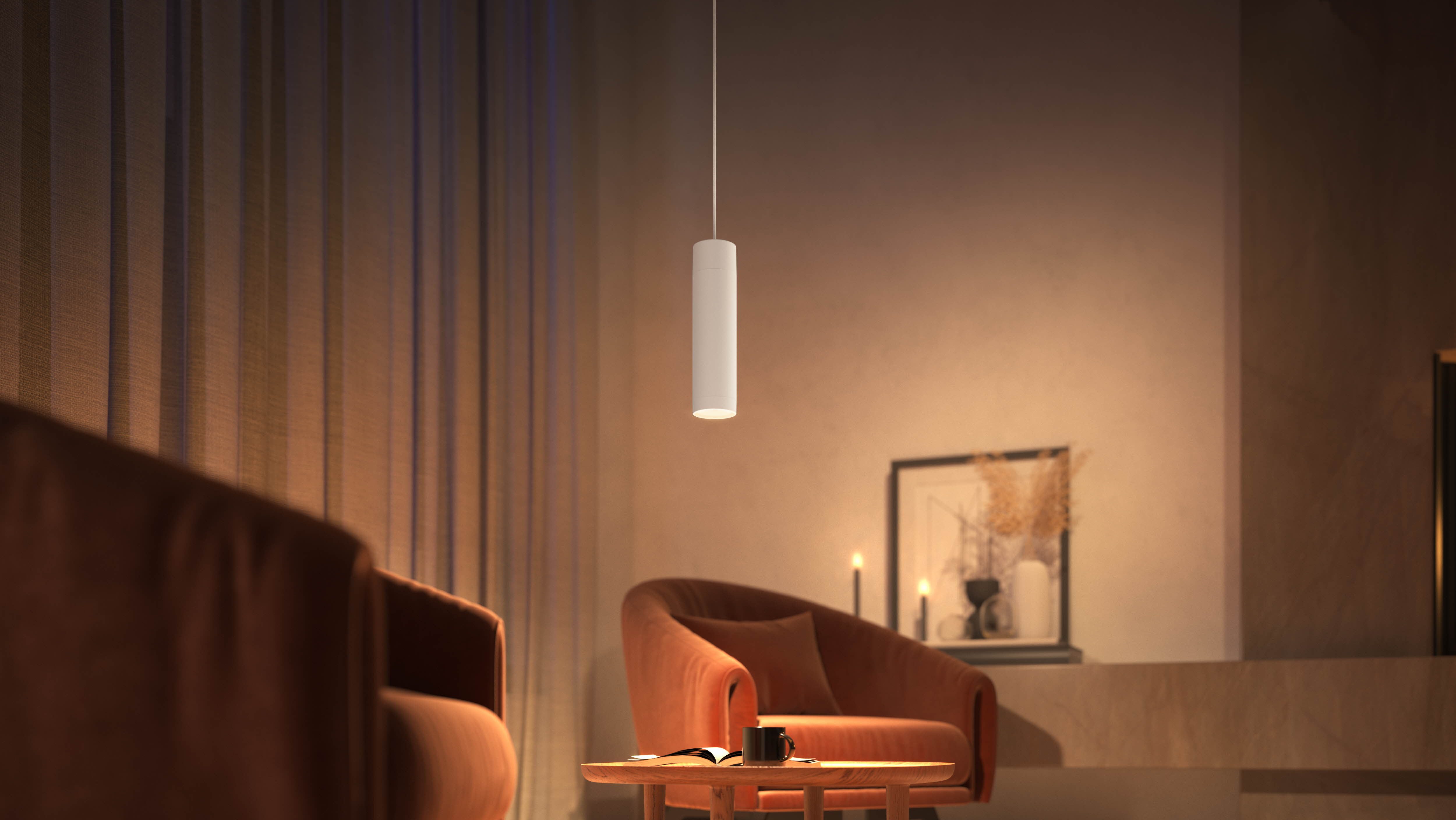 Philips Hue Schienensystem-Leuchten Perifo Schienensystem Erweiterungs-Pendel, Dimmfunktion, LED fest integriert, Farbwechsler, 510 lm, 2000-6500 K, Leuchtdauer 25.000 Stunden, Made in Europe