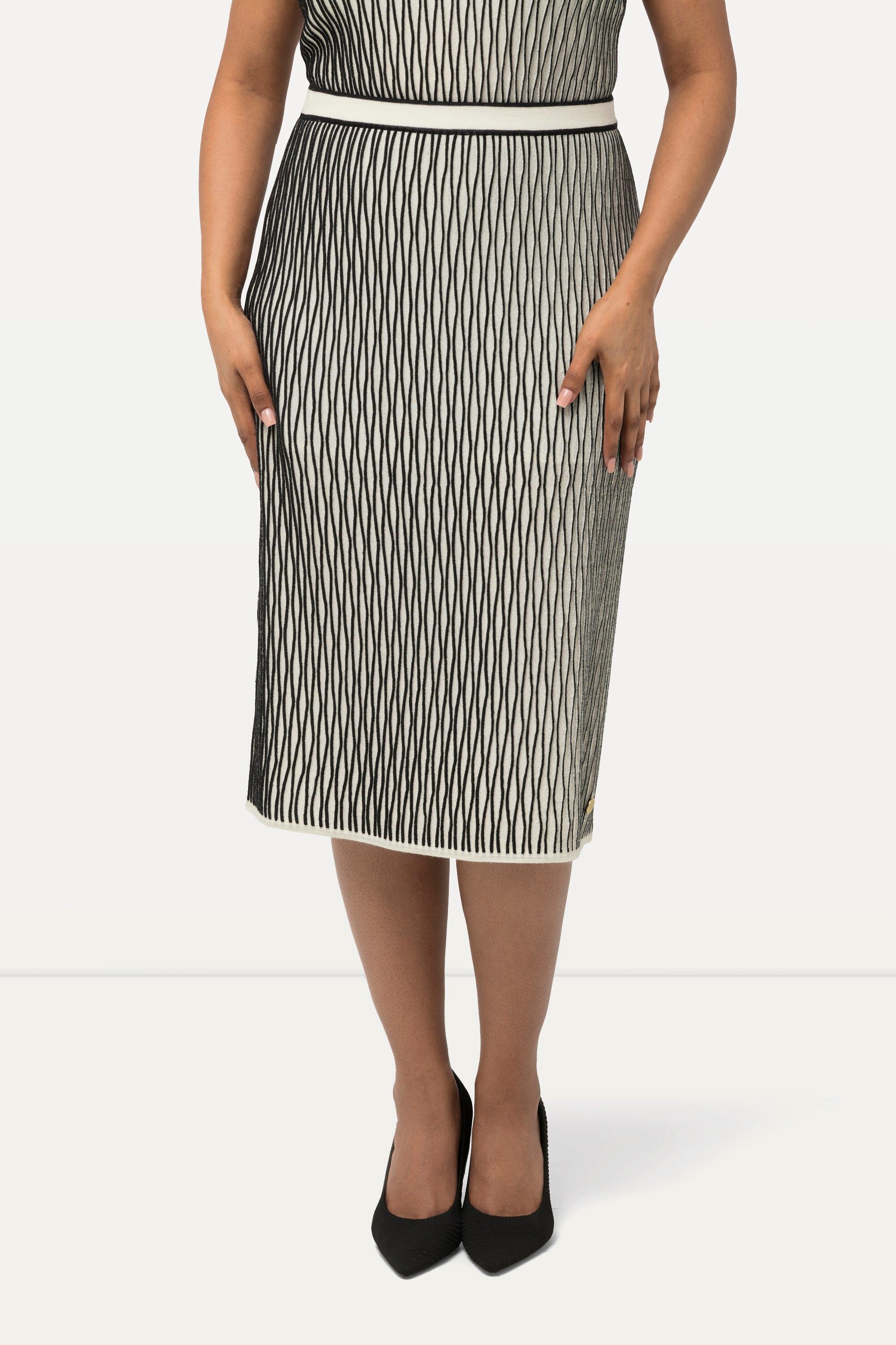 Ulla Popken Midirock Strickrock Wollmix 3D-Struktur Elastikbund