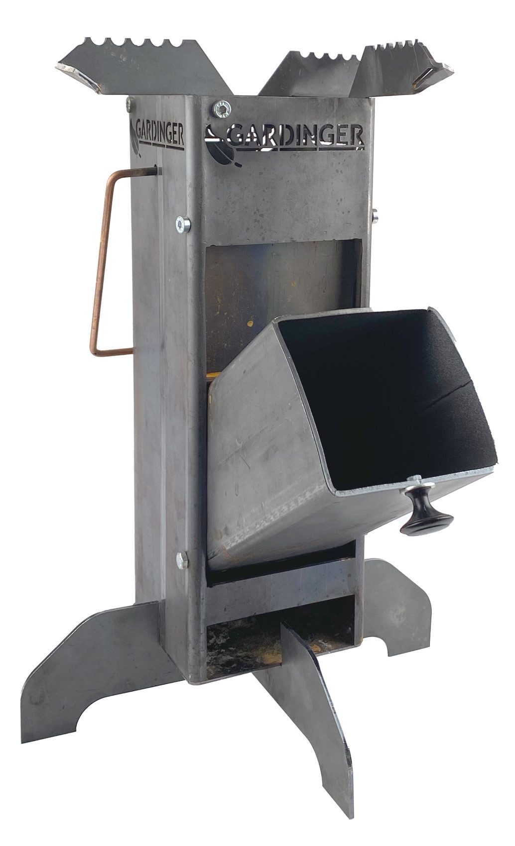 GARDINGER Feuerschale Raketenofen Rocket-Stove Stahl klein 3 mm Materialstärke Topfauflage