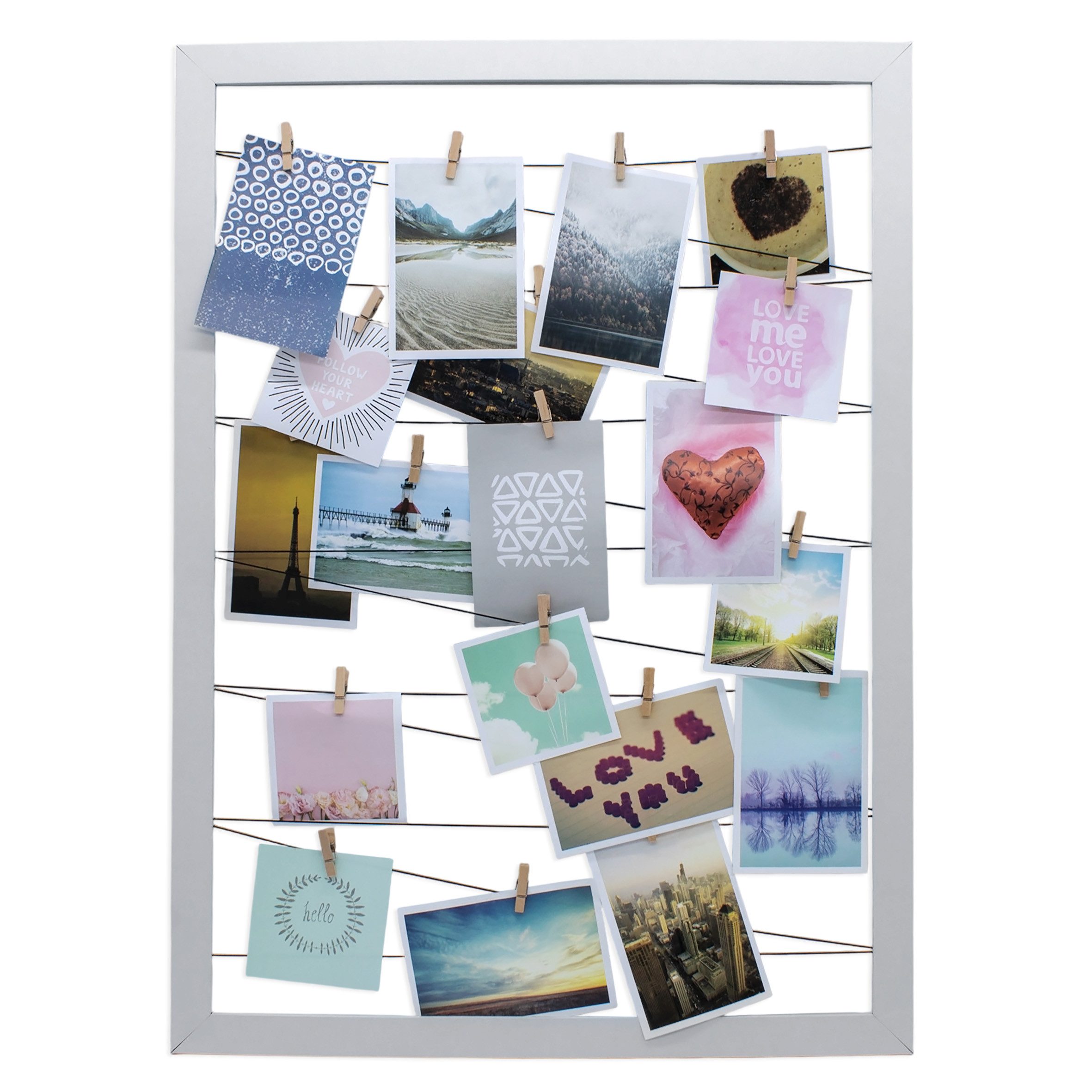 Spetebo Fotohalter Bilderrahmen Fotohalter Gummileinen + 20 Klammern, für 2 günstig online kaufen