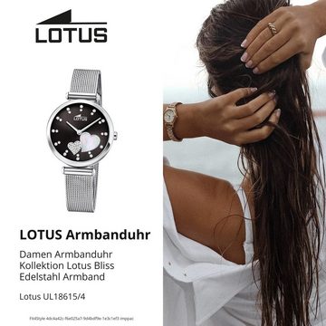 Lotus Quarzuhr LOTUS Damen Uhr Swarovski Elements, (Analoguhr), Damen Armbanduhr rund, Edelstahlarmband silber