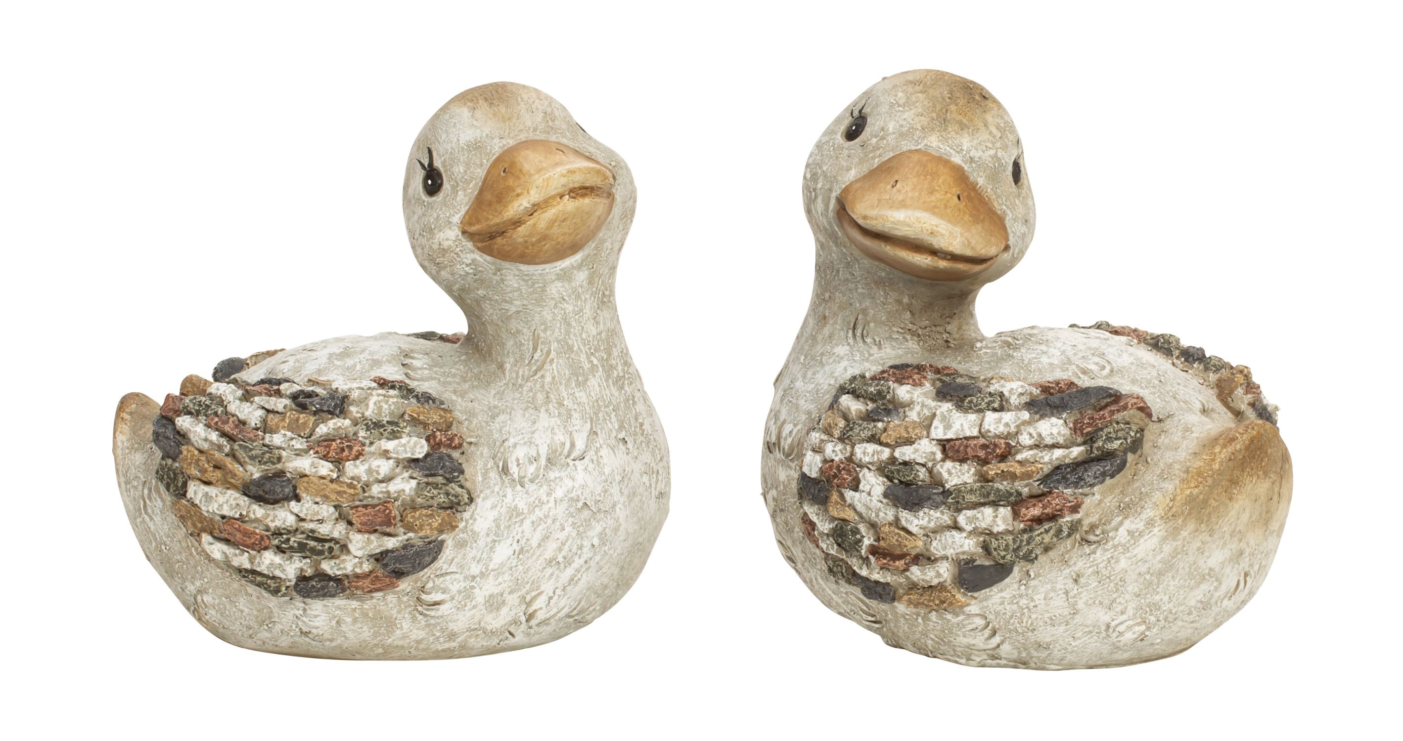 Gartenfigur Ente, grau-braun, Höhe 17cm aus Polyresin für Garten