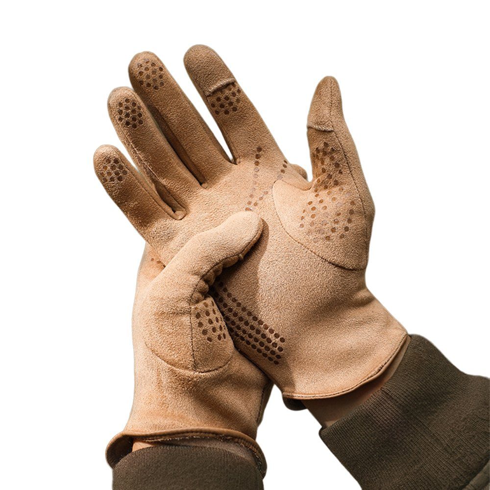 Herren für Winterhandschuhe Fleecehandschuhe Damen Sporthandschuhe Handschuhe Warme HOME LAPA Touchscreen (Paar) Damen-Braun Rutschfest Wildleder Fahrradhandschuhe Outdoor Elegant