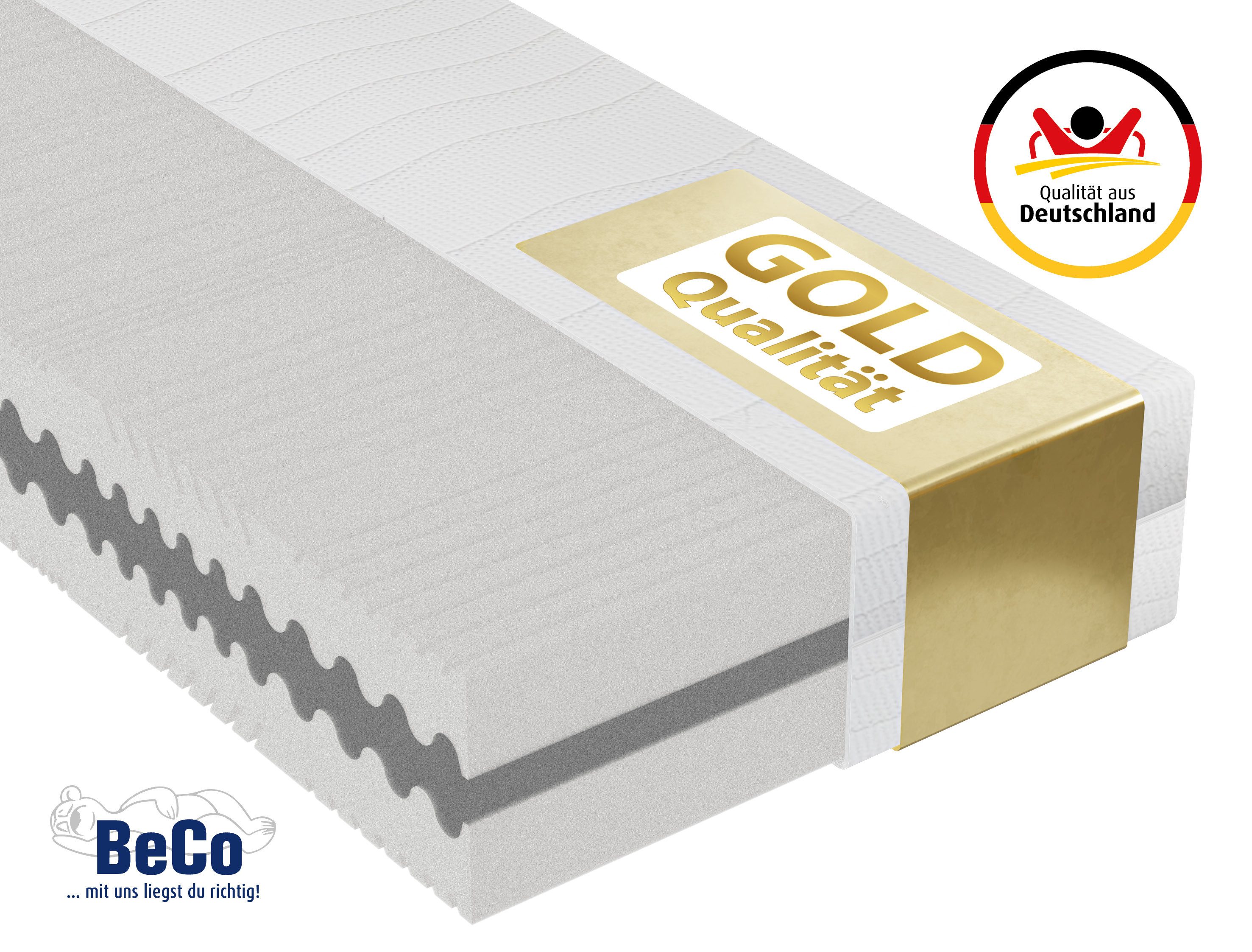 Komfortschaummatratze Gigant Trio – GOLD Komfortschaummatratze in Luxus-Bettenhöhe, Beco, 30 cm hoch, Luxus 30 cm Höhe, 7 Zonen, Wendematratze, erhältlich auch 140x200