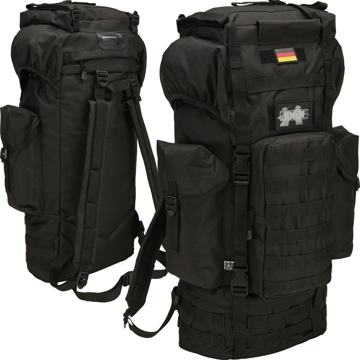 BWuM Daypack BWuM Bundeswehr Kampfrucksack Molle 65L + Patch & Flagge günstig online kaufen