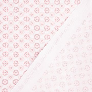 SCHÖNER LEBEN. Stoff Baumwollstoff Popeline Minimals Blümchen Kreis-Ornamente weiß rosa 1, allergikergeeignet
