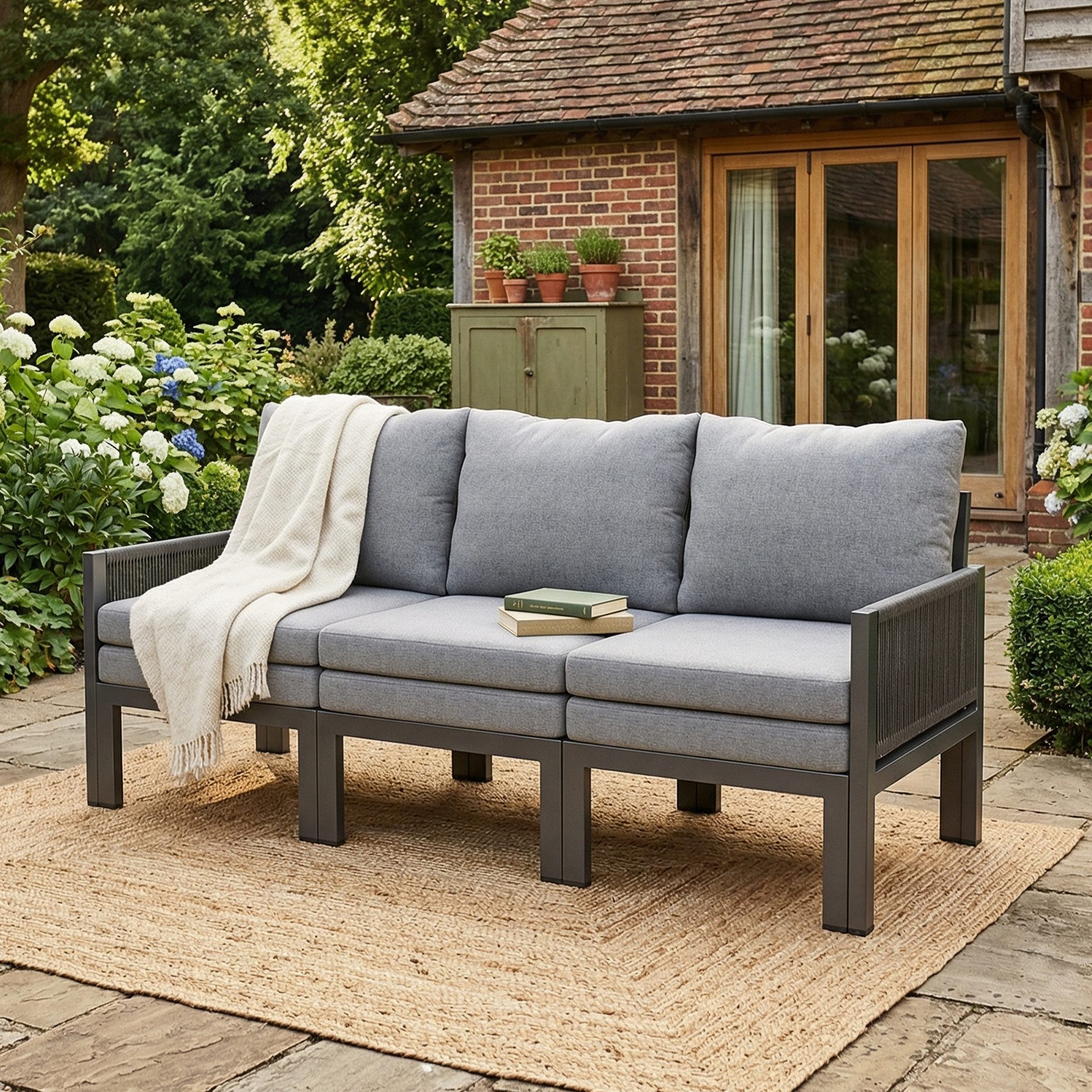 i@home Gartensofa Outdoorsofa, 3-Sitzer-Sofa, Multifunktionales Sofa, lässt sich in einen Liegesessel verwandeln