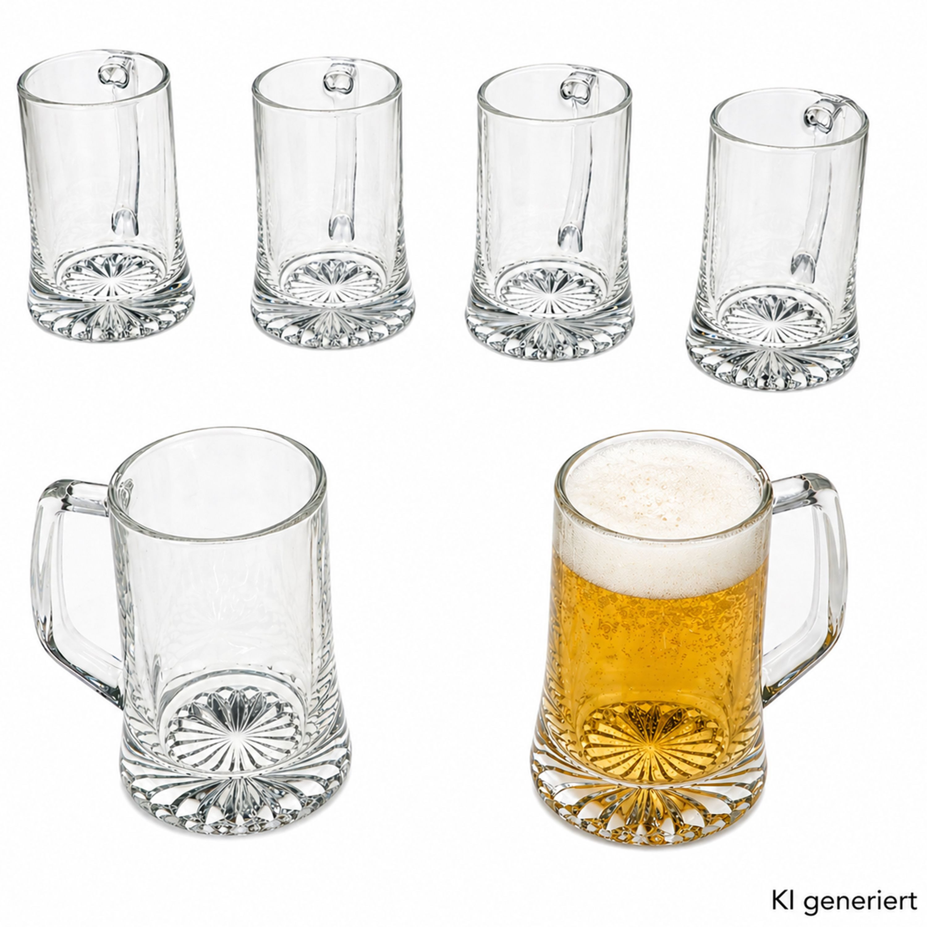 MamboCat Bierglas 6x Bierkrug Akki 0,2L mit Sternboden & Henkel Bierseidel 200ml Glas, Glas