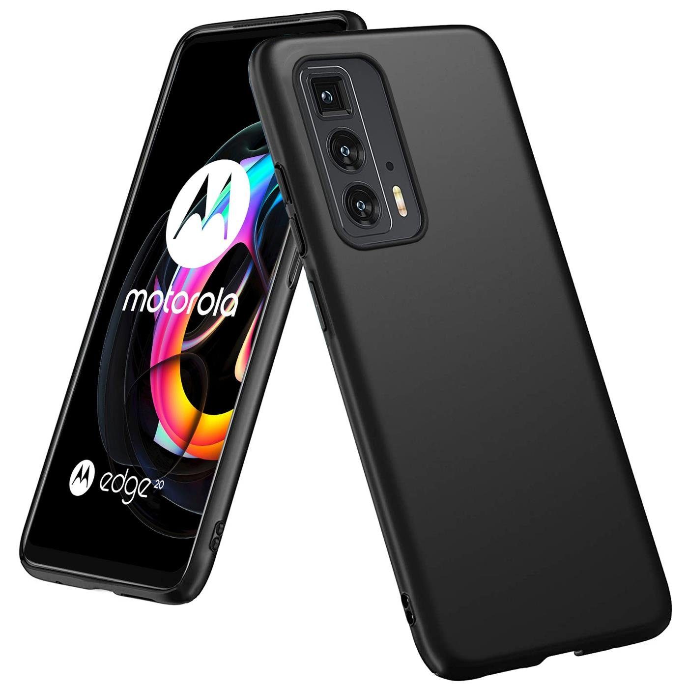 CoolGadget Handyhülle Handy Schutzhülle für Motorola Edge 20 Pro matt schwarz 6,7 Zoll, Silikon TPU Hülle Schutz Tasche Cover schlicht Slim Case