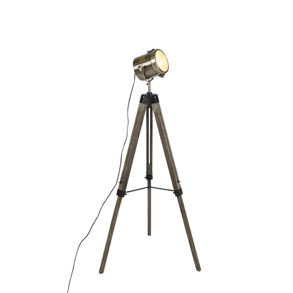 Qazqa Stehlampe Braha, ohne Leuchtmittel, Kaltweiß, QAZQA Stehlampe, e14, Braun, Holz, Industrie. Reduzierter Preis € 109,00. Unverbindliche Preisempfehlung € 175,00