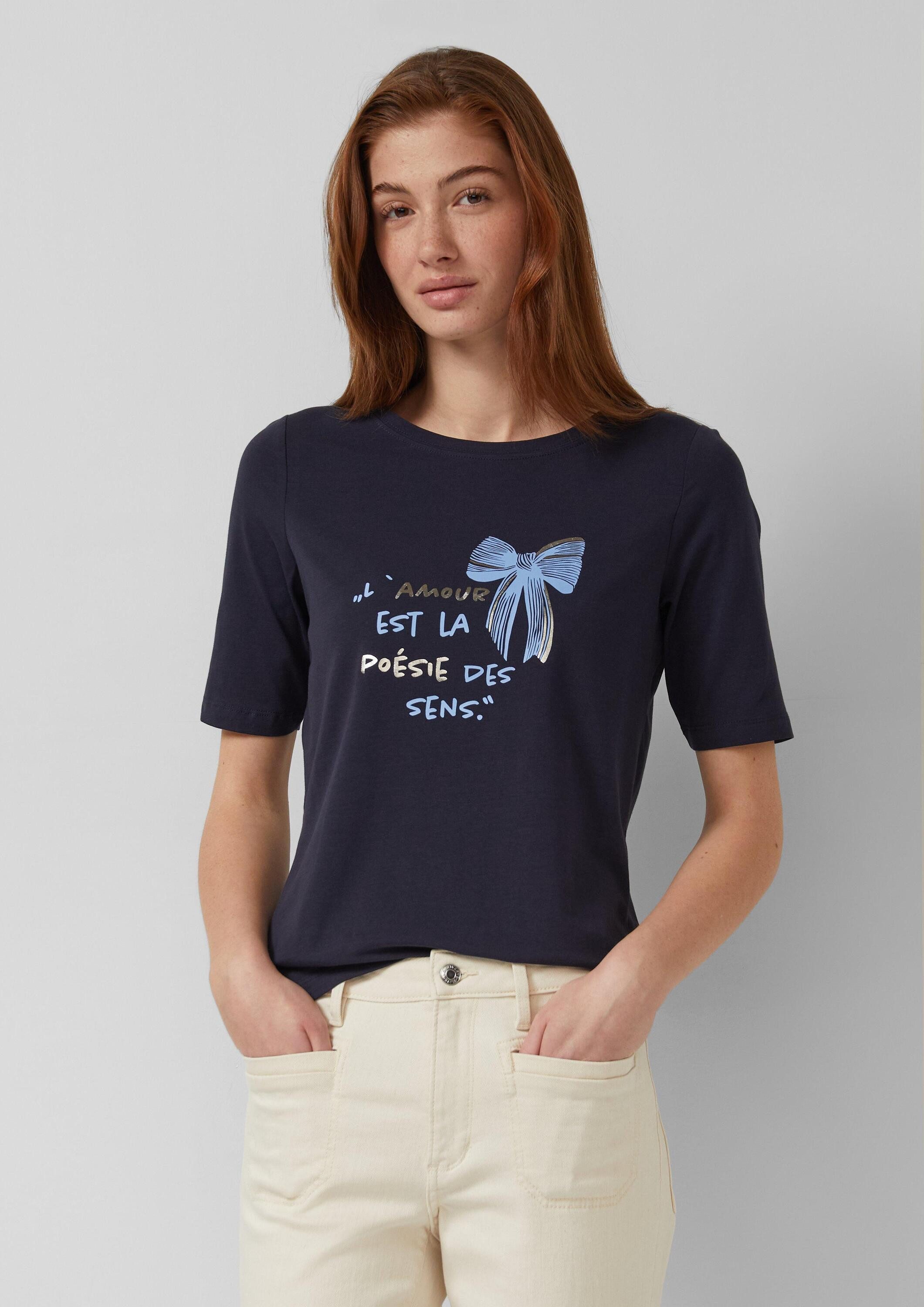 s.Oliver Kurzarmshirt T-Shirt T-Shirt mit Frontprint im Slim Fit