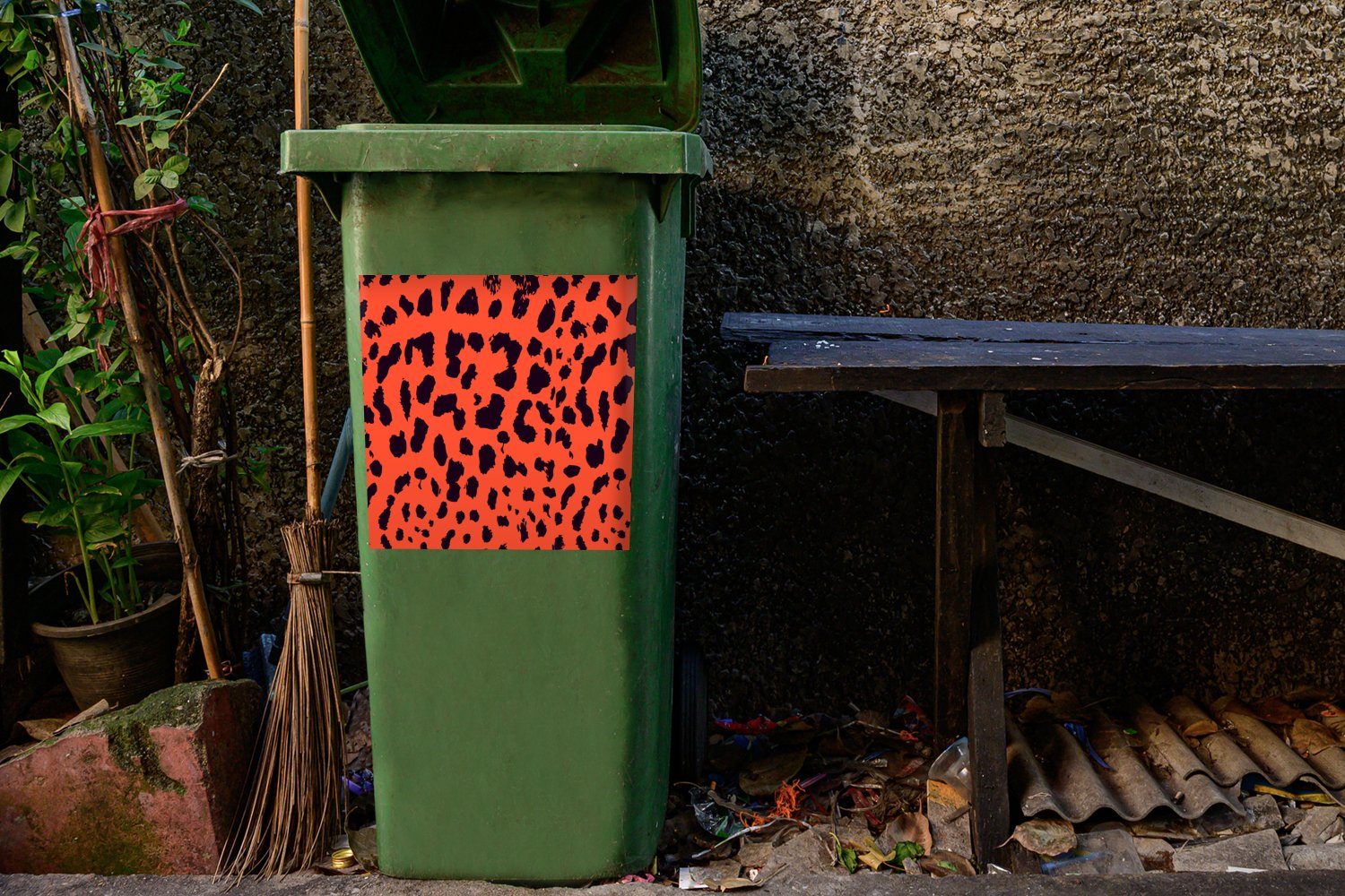 Tierprint - Panther - (1 MuchoWow Mülltonne, Mülleimer-aufkleber, Container, Rot St), Abfalbehälter - Schwarz Sticker, Wandsticker