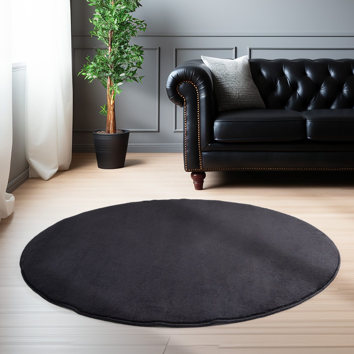 Carpettex Veloursteppich Unicolor - Einfarbig, Rund, Höhe: 7 mm, Moderner F günstig online kaufen