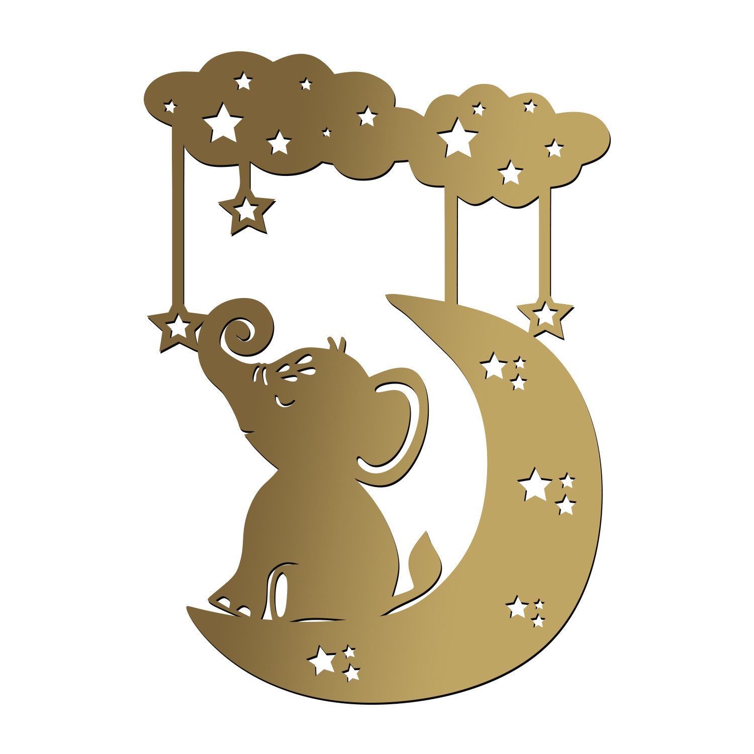 Namofactur LED Nachtlicht Elefant auf Wolke im Sternenhimmel - Schlaflicht mit Elefanten Motiv, Ohne Zugschalter, LED fest integriert, Warmweiß, Wanddekoobjekt Kinderzimmer Leuchte batteriebetrieben