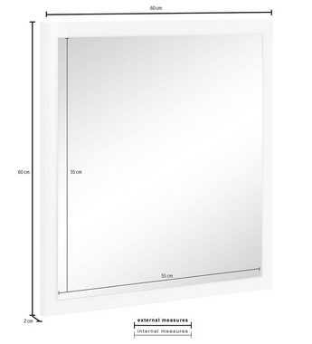 möbelando Wandspiegel Magione, Moderner Spiegel, Trägerplatte aus Spanplatte in Anthrazit Hochglanz. Breite 60 cm, Höhe 60 cm, Tiefe 2 cm