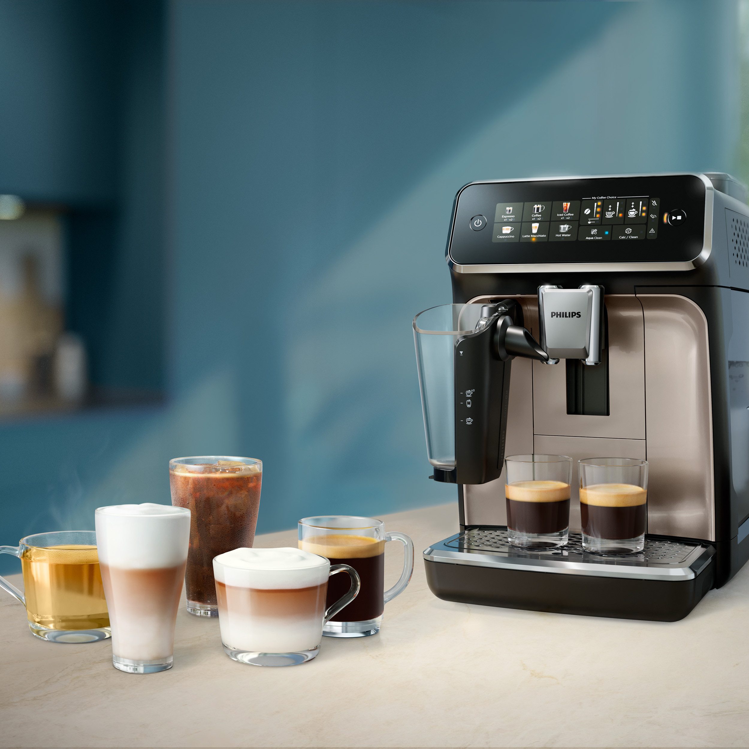 Philips Kaffeevollautomat EP3347/90 3300 Series, 6 Getränke (heiß oder eisgekühlt), LatteGo-Milchsystem, SilentBrew Technologie, Chrom-Schwarz