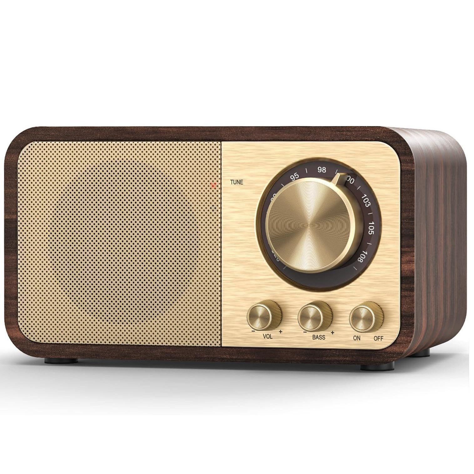 Forrlite Retro-Radio mit Bluetooth, UKW-Empfänger, Küchenradio Radio (Tischradio, Musikplayer für Küche, Schlafzimmer und Büro, 5 W, 1800 mAh, 87,5–108 MHz, USB/TF/AUX, Bassregler)