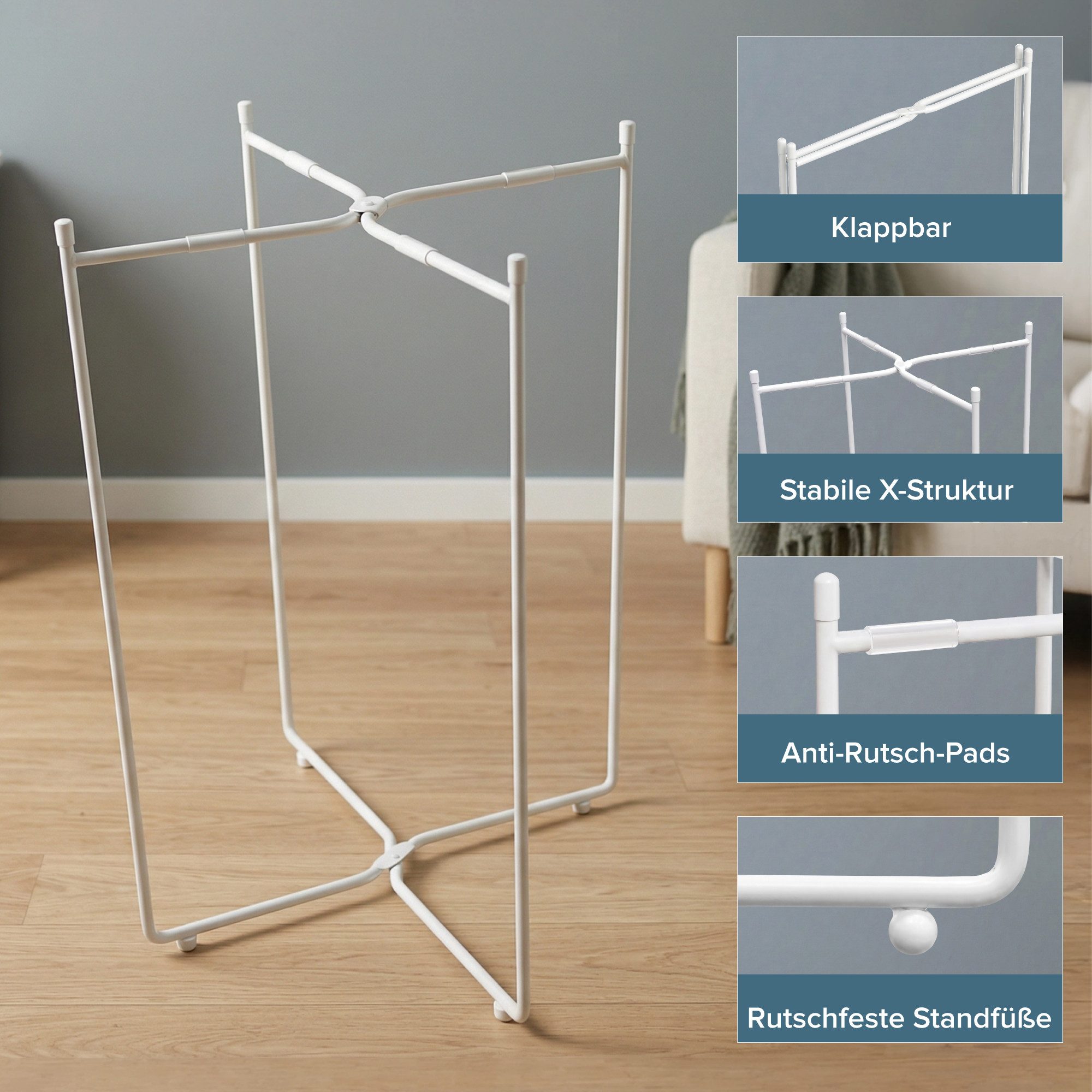 doporro Beistelltisch Couchtisch kleiner Tisch mit 1/2 geflochtenen Ablagen rund Reglo-08, Zwei Materialien zur Auswahl – Bild 5 von 5