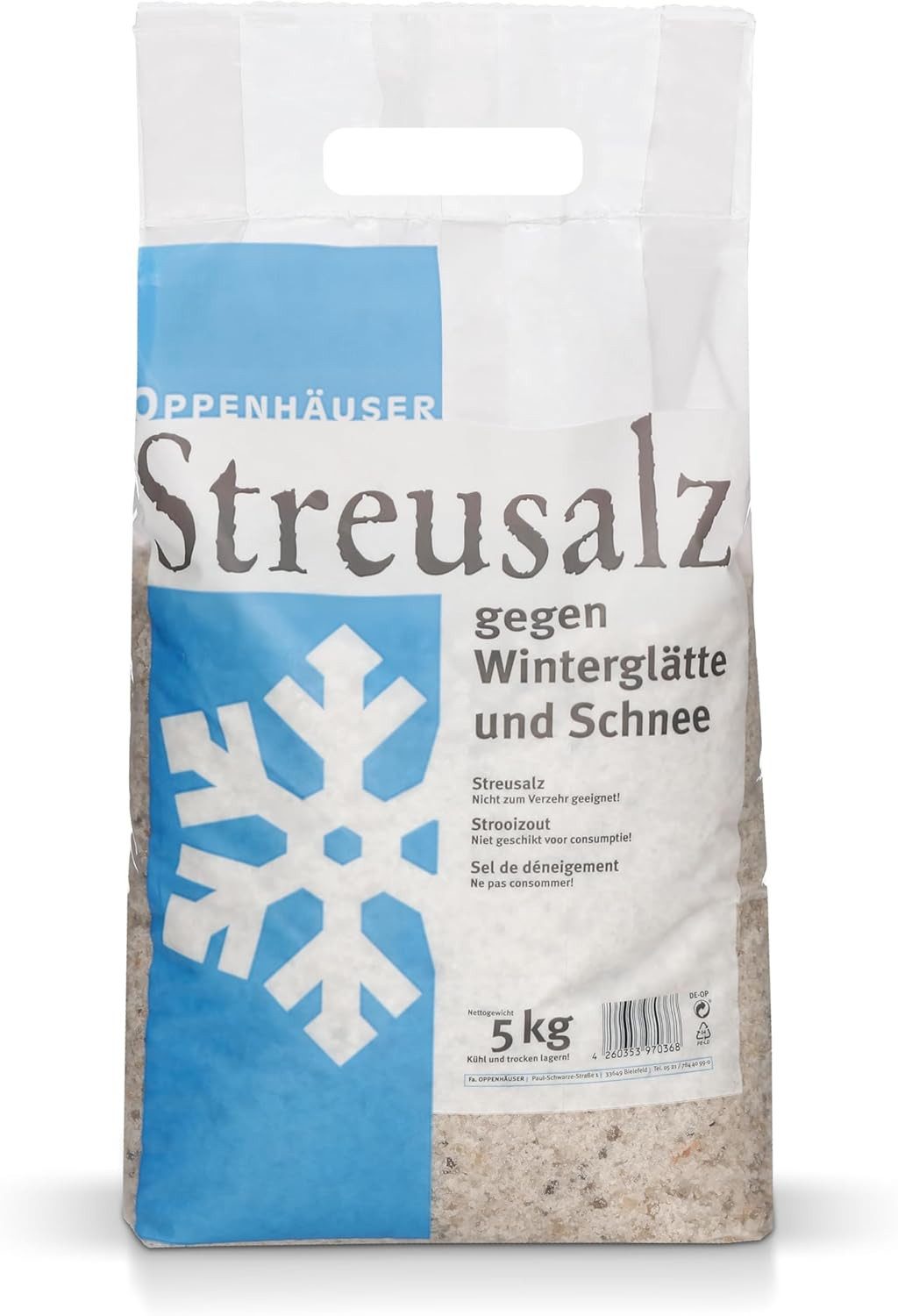 Oppenhäuser Großhandel & Produktion Sand Streusalz/Auftausalz Auftaustreu Streumittel Winterstreu Streugut (grobkörnig)